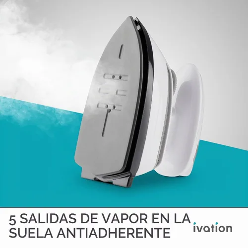 Vista 6 de Ivation Mini plancha de vapor de viaje, doble voltaje, 5 rejillas