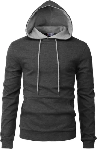 Vista 13 de H2H Sudadera con Capucha Tipo Pullover para Hombre, Ligera, de Manga Larga, con Bolsillo Canguro, Ajuste Ceñido, Básica, Casual, Suéter