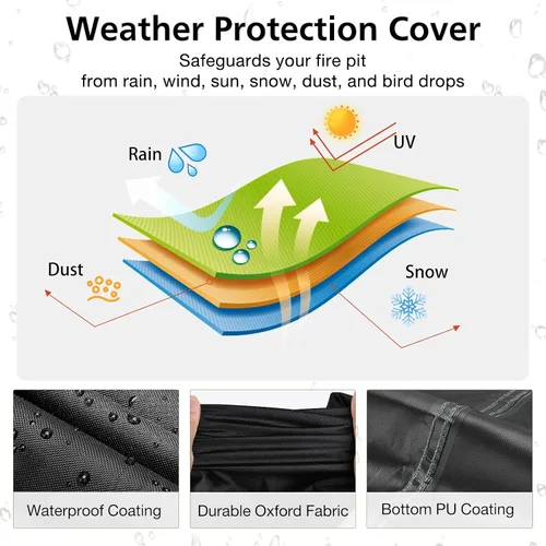 Vista 3 de TheElves Cubierta para hoguera de mesa, 28 pulgadas, rectangular, impermeable, resistente para BAIDE HOME Ciays Vaztrlus Senjoys para hogueras