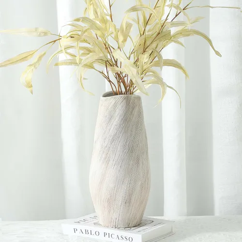 Vista 16 de ALMA Jarrón blanco alto para piso, jarrón extra grande de 18'' para ramo de flores secas de hierba de las pampas, jarrones grandes de cerámica