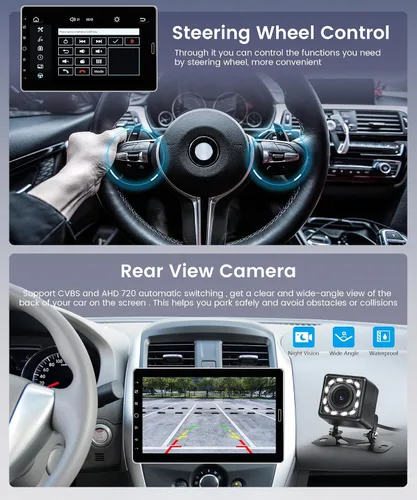 Vista 5 de 10.1 pulgadas estéreo de coche DIN inalámbrico CarPlay Android Auto Mirror Link, pantalla táctil desmontable Radio de coche con BT