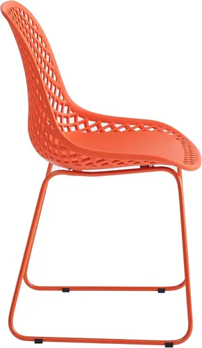 Vista 7 de Juego de 2 sillas de comedor modernas de plástico, sillas estables de cocina para interiores y exteriores con patas de metal para cafeterías