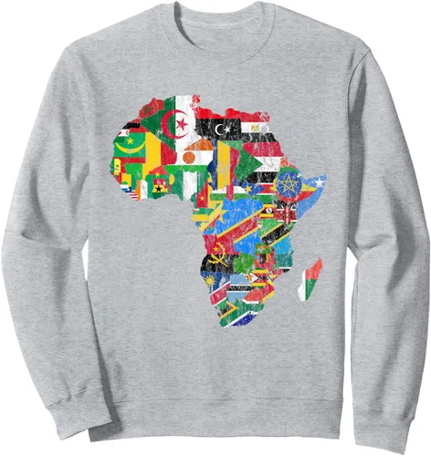 Vista 3 de Banderas africanas, silueta africana, mapa de África, sudadera del orgullo africano, Negro, S