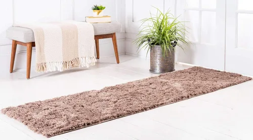 Vista 2 de Unique Loom colección Floral Shag - Alfombra de área tallada, 2 pies x 6 pies y 7 pulgadas, color marrón