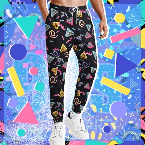 Vista 6 de INTIGREEN Pantalones deportivos para hombre de los años 80 para entrenamiento disfraces casuales de los años 90 pantalones deportivos divertidos