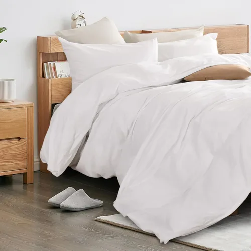 Vista 224 de NEXHOME PRO Funda de edredón Twin XL 100% algodón lavado, transpirable, duradera, texturizada, similar al lino, juego de ropa de cama para el hogar