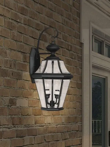 Vista 2 de Livex Lighting 2261-91 Georgetown - Farol de pared para exteriores, 2 luces, níquel cepillado