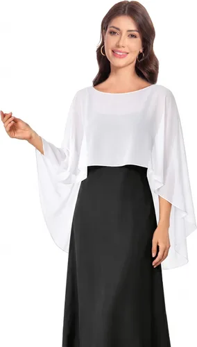 Vista 36 de Baoqiya Women's Shawls and Wraps for Evening Dresses Chiffon Cape verde ( Bean Green )