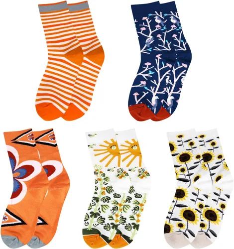 Vista 7 de Benefeet Sox Calcetines divertidos para mujer, calcetines de algodón casuales con estampado floral colorido de animales