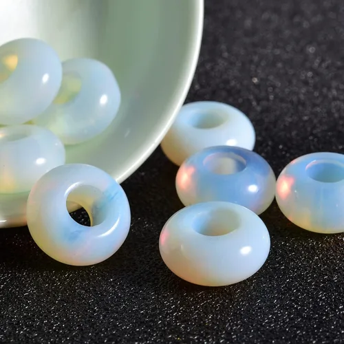 Vista 11 de Cuentas de piedra natural de agujero grande (0.23 a 0.236 pulgadas) pulidas Rondelle cuentas de piedras preciosas europeas para pulseras de dijes