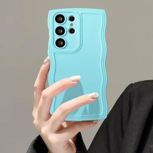 Vista 30 de UEEBAI Funda de silicona con marco ondulado para Samsung Galaxy A13 5G, lindo marco ondulado, ajuste delgado, a prueba de golpes, funda suave y Negro