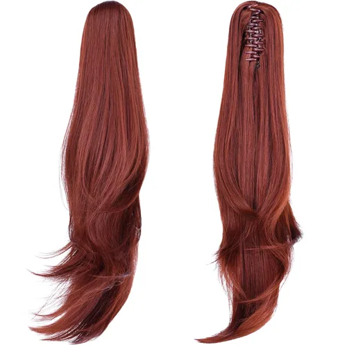 Vista 17 de extensión de cola de caballo, extensión de pelo con pinza de 12" cola de caballo rizada corta Extensión de pelo sintético de aspecto natural