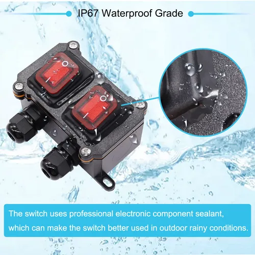 Vista 2 de Interruptor de cable en línea impermeable IP67 12V CC 20A 4pin 2 posiciones DPST interruptor de palanca de encendido y apagado al aire libre con 2