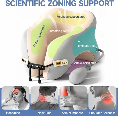 Vista 4 de Almohada de escritorio para siesta, almohada cervical para silla de oficina, almohadas de apoyo para el cuello para dormir en el escritorio