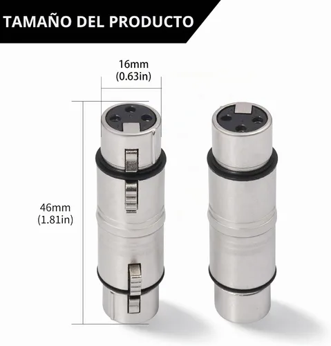 Vista 5 de Adaptador de acoplador XLR hembra a hembra de 3 pines conector XLR para cables de audio o sistemas PA 2 unids