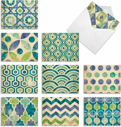 Vista 10 de The Best Card Company - 10 coloridas tarjetas de notas en blanco con sobres (4 x 5.12 pulgadas) - Juego surtido en caja - Señales árabes M6588OCB