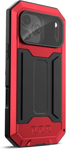 Vista 8 de Funda de metal para iPhone 17 Pro Max /17 Pro/Air/17, soporte de cámara y protector de pantalla integrado, funda de protección resistente, plateado