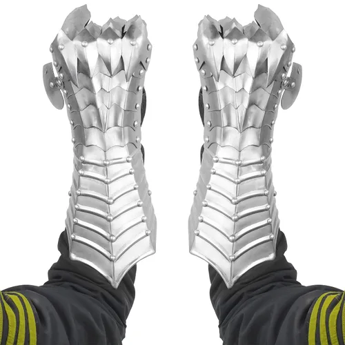 Vista 4 de Nagina International Nazgul Fantasy Steel Guanteletes Lord Ringwraiths - Guantes de armadura medievales con acabado plateado Réplica auténtica