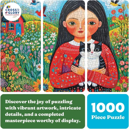Vista 6 de Cross & Glory - A Garden of Wonders - Rompecabezas de 1000 piezas para adultos Rompecabezas vibrante de naturaleza y arte Rompecabezas