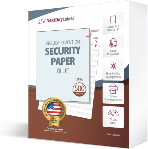 Vista 5 de NextDayLabels Papel de seguridad azul marca de agua no autorizado - Caja