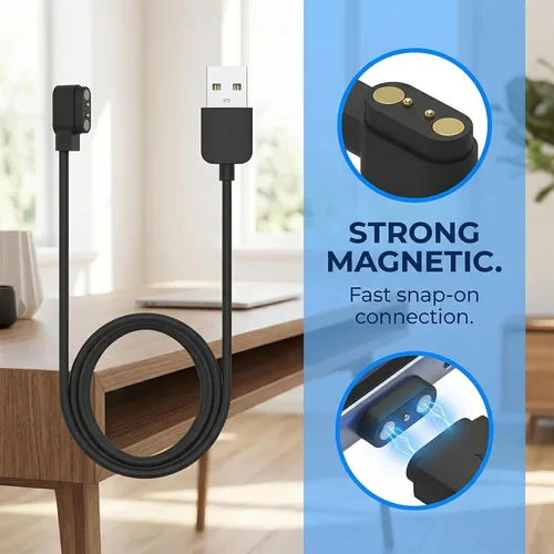 Vista 2 de Compatible con el cable cargador de reloj inteligente Da Fit de 3.3 pies, repuesto de cable de carga USB, cargador para relojes inteligentes Da Fit