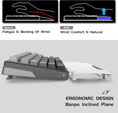 Vista 3 de Reposamuñecas de Acrílico para Teclado - Negro, Reposamuñecas Ergonómico de 68 Teclas para Teclado de Computadora Compacto-negro