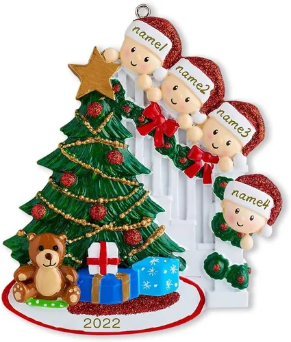 Vista 11 de Adorno familiar para árbol de Navidad 2024, adorno colgante para árbol de Navidad de 2024, adorno de familia de 2 nombres, adorno personalizado