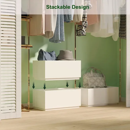 Vista 2 de woodtalks Cómoda apilable de 1 cajón, cómoda multiusos para dormitorio, armario de almacenamiento para entrada, mesita de noche, sofá junto a