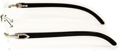 Vista 5 de Street Knitted Retro 90's Rimless Luxury Hombres Classic Rectángulo Plata Marco Metal Gafas Vintage Negro Brazo Cuadrado Hip Hop Lente Transparente