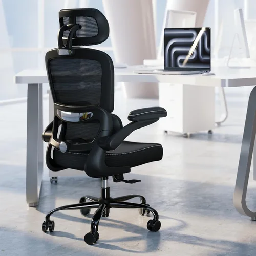Vista 18 de TRALT Silla ergonómica de oficina, silla de escritorio con reposacabezas ajustable, silla de computadora de soporte lumbar, silla cómoda de malla