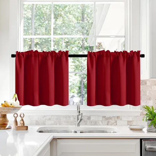 Vista 145 de Deconovo Cortinas opacas, aislamiento térmico, dobladillo para barra, reducción de ruido, certificado Oeko-TEX, cortinas de oscurecimiento