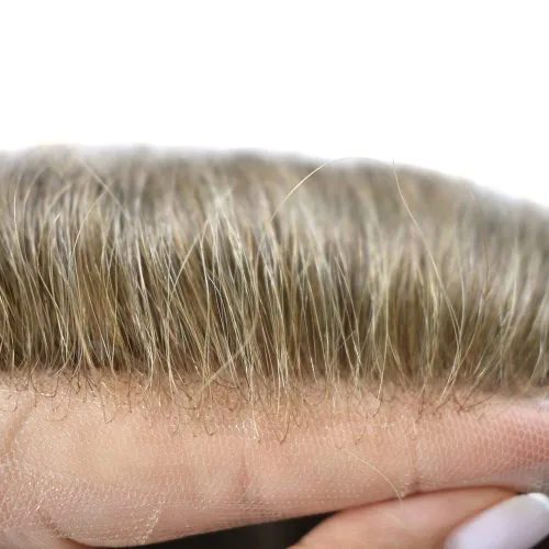 Vista 3 de Mens Toupee Swiss Lace Mens Hair Piece Sistema de reemplazo de cabello para hombres Toupee para hombres Cabello humano nudo blanqueado protesis
