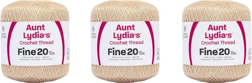 Vista 29 de Aunt Lydia Classic Crochet - 3 unidades de 350y/1,049.9 ft - Natural Tamaño 10 3 capas 100% algodón mercerizado hilo de ganchillo para tapetes