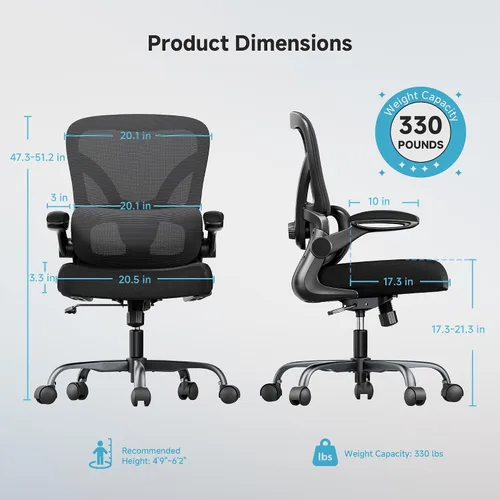 Vista 2 de Silla de oficina de malla, silla de escritorio ergonómica de 330 libras con soporte lumbar ajustable, sillas de computadora ejecutivas para oficina