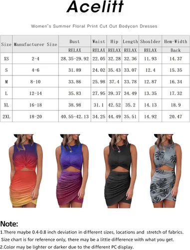 Vista 6 de Acelitt Vestido ajustado de verano para mujer, sin mangas, con huecos, con torcedura, para fiesta