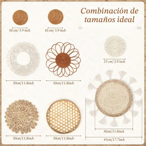 Vista 3 de Marsui 8 juegos de decoración bohemia para colgar en la pared