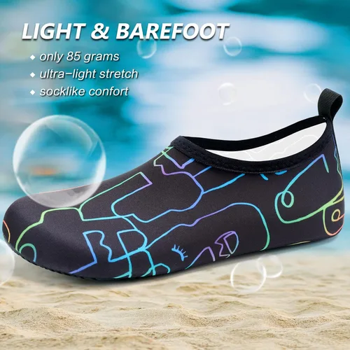 Vista 3 de Deevike Zapatos acuáticos para mujeres y hombres, estilo descalzo, de secado rápido, calcetines de agua sin cordones para playa, piscina, natación