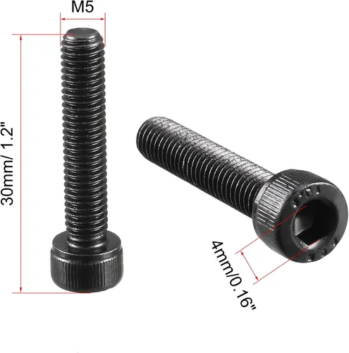 Vista 2 de uxcell Tornillos de cabeza hexagonal de acero de aleación M5 x 0.984 in 12.9 Tornillos negros 30pcs