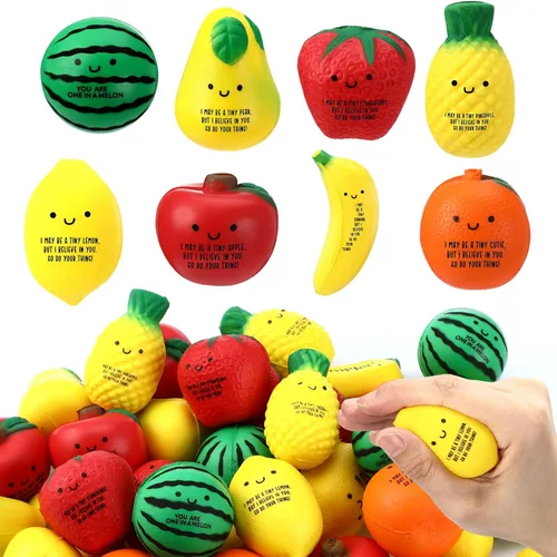 Vista 8 de Outus Bolas de estrés de frutas a granel, bolas inspiradoras para apretar para el regreso a clases, regalo para estudiantes para profesores