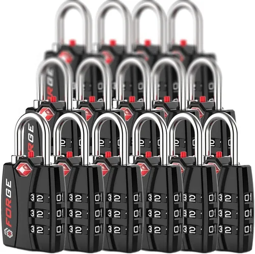 Vista 13 de Forge Cerraduras de equipaje aprobadas por la TSA - Negro 2 PK