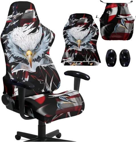 Vista 12 de Bald Eagle Gaming Protector for Students American Flag Stretchy Armrest Covers Patriotic Ergonomic Office Cover Dustproof Home & Dorm Room Decor