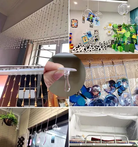 Vista 5 de Paquete de 40 Ganchos Autoadhesivos de Pared, Ganchos Adhesivos para Techo, Pequeños Adhesivos en Forma de Disco para Colgar, para Decoraciones