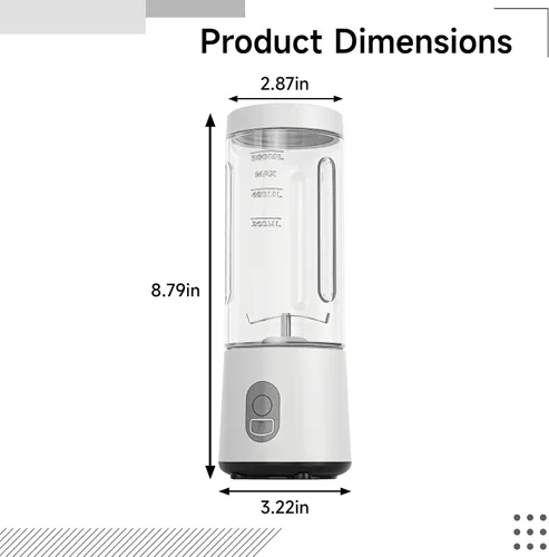 Vista 2 de USB Rechargeable Mini Juicer Blender, 16.9 Fl Oz (500 Ml) Portable Cup, 180W Motor with Stainless Steel Blades, Ideal for Smoothie Lovers