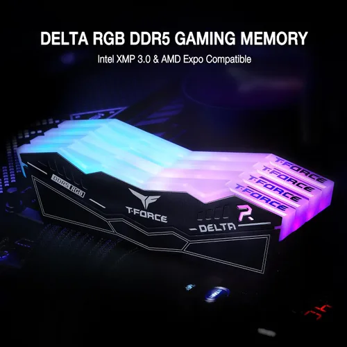 Vista 15 de TEAMGROUP T-Force Delta RGB DDR5 Ram 32 GB Kit (2 x 16 GB) 7200 MHz (PC5-57600) CL34 Módulo de memoria de escritorio Ram (blanco) para chipset serie