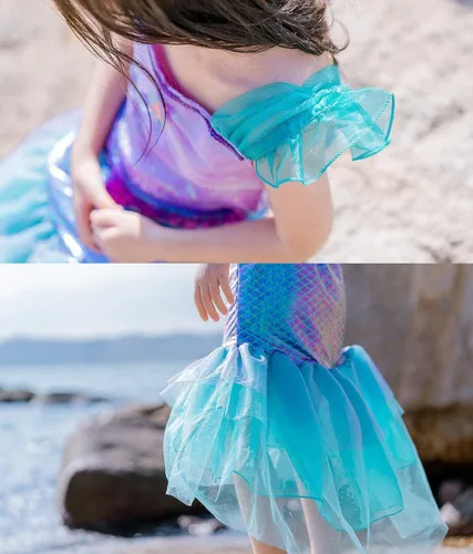 Vista 7 de Inspire You Princess Little Mermaid Costume Dress Up for Girls Fancy Clothes Halloween Cosplay Birthday Party