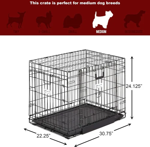 Vista 7 de Jaula de perro MidWest Homes for Pets, Puerta doble, Negro