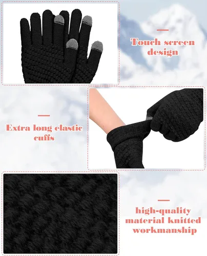 Vista 4 de Coume 4 pares de guantes de punto para pantalla táctil de invierno para niños