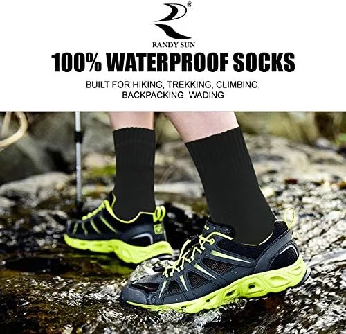 Vista 3 de RANDY SUN Calcetines impermeables, calcetines unisex para senderismo, vadeo, trail running, kayak, tipo crew