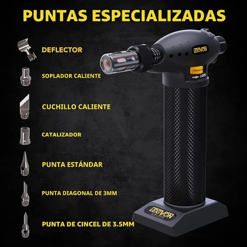 Vista 3 de LEXIVON Kit multifunción de antorcha de butano Estación de soldadura de autoencendido, prémium, con llama ajustable Grado Profesional