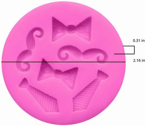 Vista 2 de Luckycivia - Juego de 4 pajaritas para barba, molde de fondant de chocolate con caramelo, molde de silicona para pastel